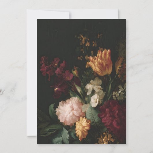 濃いムーディフエレガントァラーズブーケブライダルシャワー 招待状 (裏面)