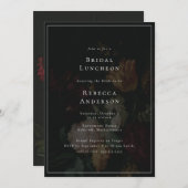 濃いムーディフエレガントァラーズブーケブライダルシャワー 招待状 (正面/裏面)