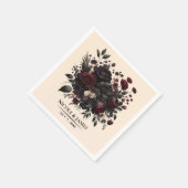 濃いムーディフエレガントァーズフローラ結婚クリーム スタンダードカクテルナプキン (角)