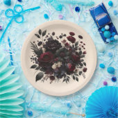 濃いムーディフエレガントァーズフローラ結婚クリーム ペーパープレート (パーティー)