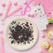 濃いムーディフエレガントァーズフローラ結婚クリーム ペーパープレート (パーティー)