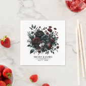 濃いムーディフォレストのエレガント花結婚フローラ スタンダードカクテルナプキン (インサイチュ)