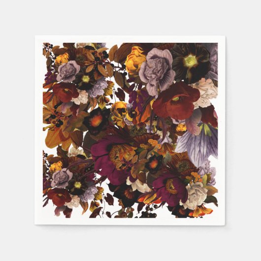 濃いムーディフラワー スタンダードカクテルナプキン (正面)