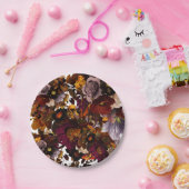 濃いムーディフラワー ペーパープレート (パーティー)