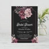 濃いムーディフローラフレームフォトブラックブライダルシャワー 招待状 (スタンド正面)