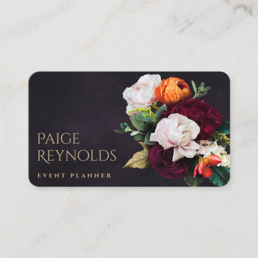 濃いムーディフローラ |黒エレガント色とブルゴーニュ赤 名刺 (正面)