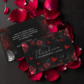 濃いムーディブラックレッド花模様サンキューカード エンクロージャーカード