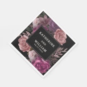 濃いムーディブルゴーニュのフローラブラック結婚ズ スタンダードランチョンナプキン (角)