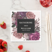 濃いムーディブルゴーニュのフローラブラック結婚ズ スタンダードランチョンナプキン (インサイチュ)