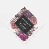 濃いムーディブルゴーニュのフローラブラック結婚ズ スタンダードランチョンナプキン (角)