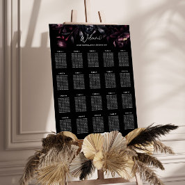 濃いムーディブルゴーニュの花のシーティングプラン ポスター