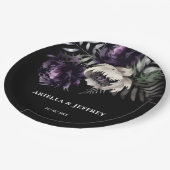 濃いムーディボーホエレガントな結婚式テンプレート ペーパープレート (アングル)