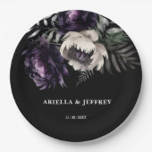 濃いムーディボーホエレガントな結婚式テンプレート ペーパープレート (正面)