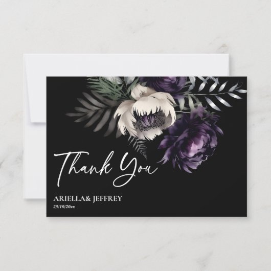濃いムーディボーホエレガントな結婚式 サンキューカード (正面)