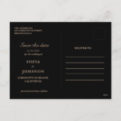 濃いムーディモダンーフローラ日付の保結婚存 シーズンポストカード (裏面)