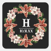 濃いムーディモノグラムのステッカー黒植物学 スクエアシール (正面)