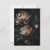 濃いムーディロマンチックな牡丹結婚の花 出欠カード (裏面)