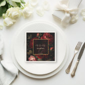 濃いムーディヴィンテージバラモノグラム印刷 スタンダードカクテルナプキン