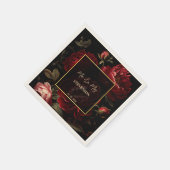 濃いムーディヴィンテージバラモノグラム印刷 スタンダードカクテルナプキン (角)