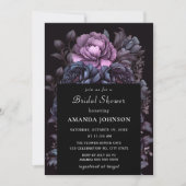 濃いムーディースゴシックパープルフラワーブライダルシャワー 招待状 (正面)