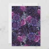 濃いムーディースゴシックパープルフラワーブライダルシャワー 招待状 (裏面)