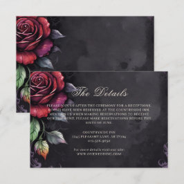 濃いムーディースゴシックレッドローズ結婚ブラック エンクロージャーカード