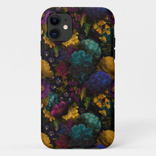 濃いムーディーズ花模様アンティーク花 Case-Mate iPhoneケース (裏面)