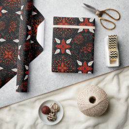 濃いムーディーブタニカルマンダラクリスマス ラッピングペーパー