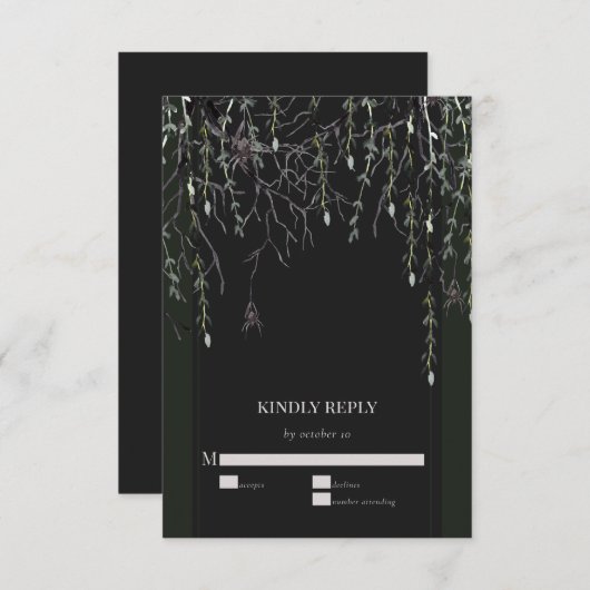 濃いムーディー結婚ゴシック 出欠カード (正面/裏面)