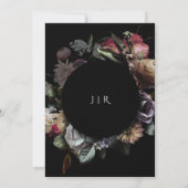 濃いムーディ結婚ーズ紫の花ブラック金ゴールド 招待状 (裏面)