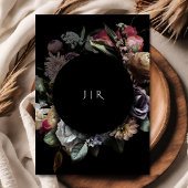 濃いムーディ結婚ーズ紫の花ブラック金ゴールド 招待状