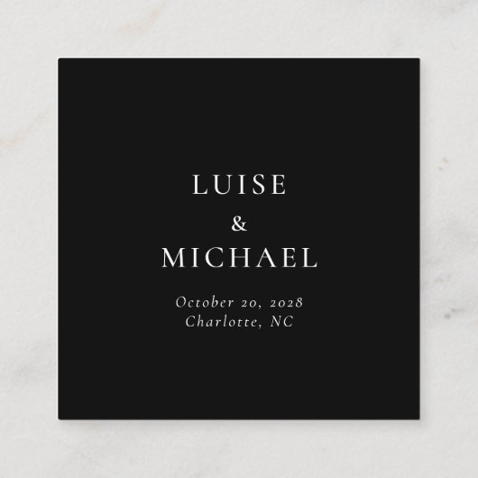 濃いムーディ花模様結婚式RSVP QRコード エンクロージャーカード (裏面)