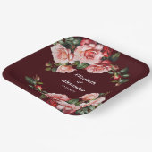 濃いムードのピンクと赤いバラのマーン結婚ズ ペーパープレート (傾斜あり)