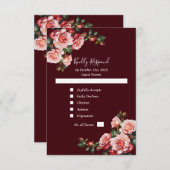 濃いムードのピンクと赤いバラのマーン結婚ズ 出欠カード (正面/裏面)