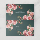 濃いムードのピンクと赤いバラの緑結婚色 プレイスカード (外部開封)