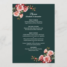 濃いムードのピンクと赤いバラの緑結婚色 メニュー