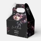濃いムードのブルゴーニュ色の花結婚式の引き出物 フェイバーボックス (正面サイド)
