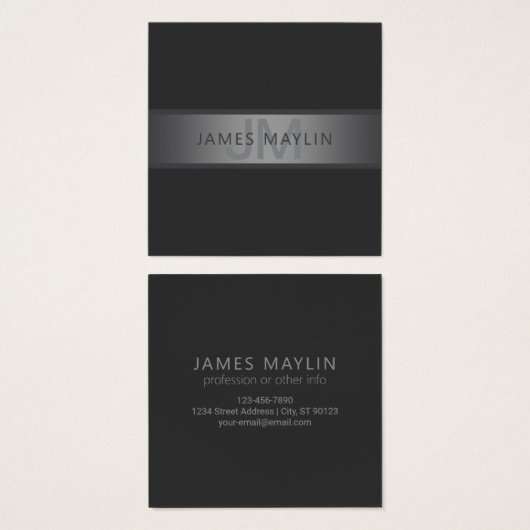 濃いモダングレーのグラデーション名またはビジネス名 (正面&裏面)