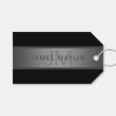 濃いモダングレーのグラデーション名またはビジネス名 ギフトタグ (正面(横))