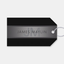 濃いモダングレーのグラデーション名またはビジネス名 ギフトタグ