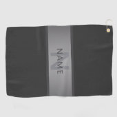 濃いモダングレーのグラデーション名またはビジネス名 ゴルフタオル (横)