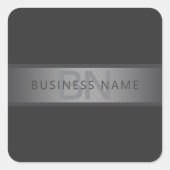 濃いモダングレーのグラデーション名またはビジネス名 スクエアシール (正面)