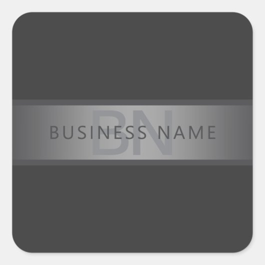 濃いモダングレーのグラデーション名またはビジネス名 スクエアシール (正面)
