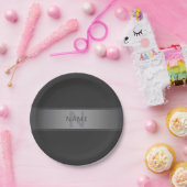 濃いモダングレーのグラデーション名またはビジネス名 ペーパープレート (パーティー)