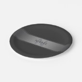 濃いモダングレーのグラデーション名またはビジネス名 ペーパープレート (アングル)