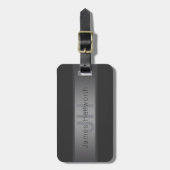 濃いモダングレーのグラデーション名またはビジネス名 ラゲッジタグ (正面縦)