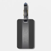 濃いモダングレーのグラデーション名またはビジネス名 ラゲッジタグ (裏面縦)