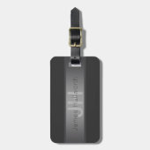 濃いモダングレーのグラデーション名またはビジネス名 ラゲッジタグ (正面縦)
