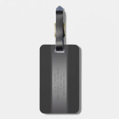 濃いモダングレーのグラデーション名またはビジネス名 ラゲッジタグ (裏面縦)