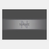 濃いモダングレーのグラデーション名またはビジネス名 ラッピングペーパーシート (正面)